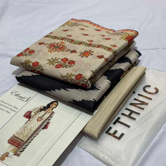 ETHNIC |3| PCS LAWN UNSTITCH
